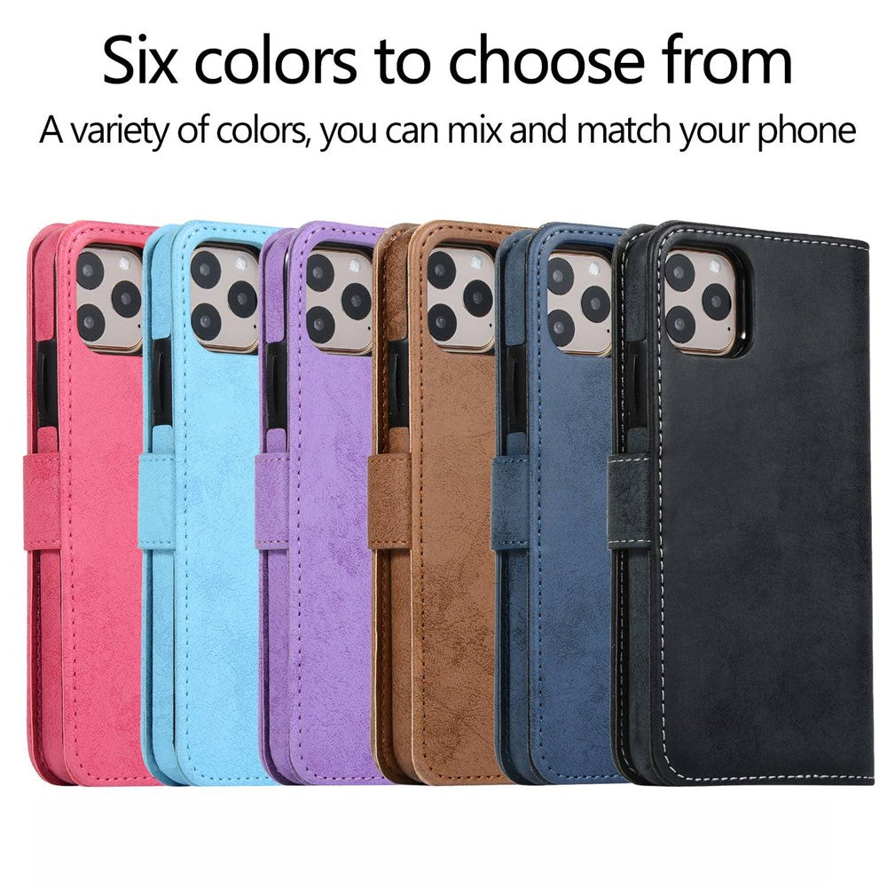Til iPhone 14 Pro 6,1 tommer Mat Telefonbagskal Retro Stil Magnetisk Absorption Indvendig TPU Etui+PU Læder Cover Pung