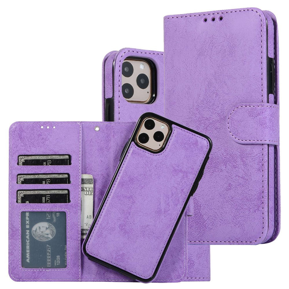 Til iPhone 14 Pro 6,1 tommer Mat Telefonbagskal Retro Stil Magnetisk Absorption Indvendig TPU Etui+PU Læder Cover Pung
