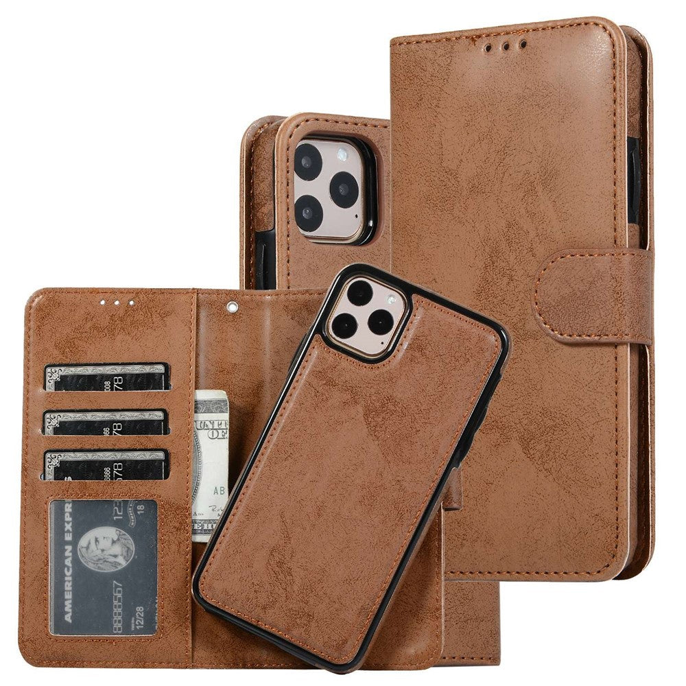 Til iPhone 14 Pro 6,1 tommer Mat Telefonbagskal Retro Stil Magnetisk Absorption Indvendig TPU Etui+PU Læder Cover Pung