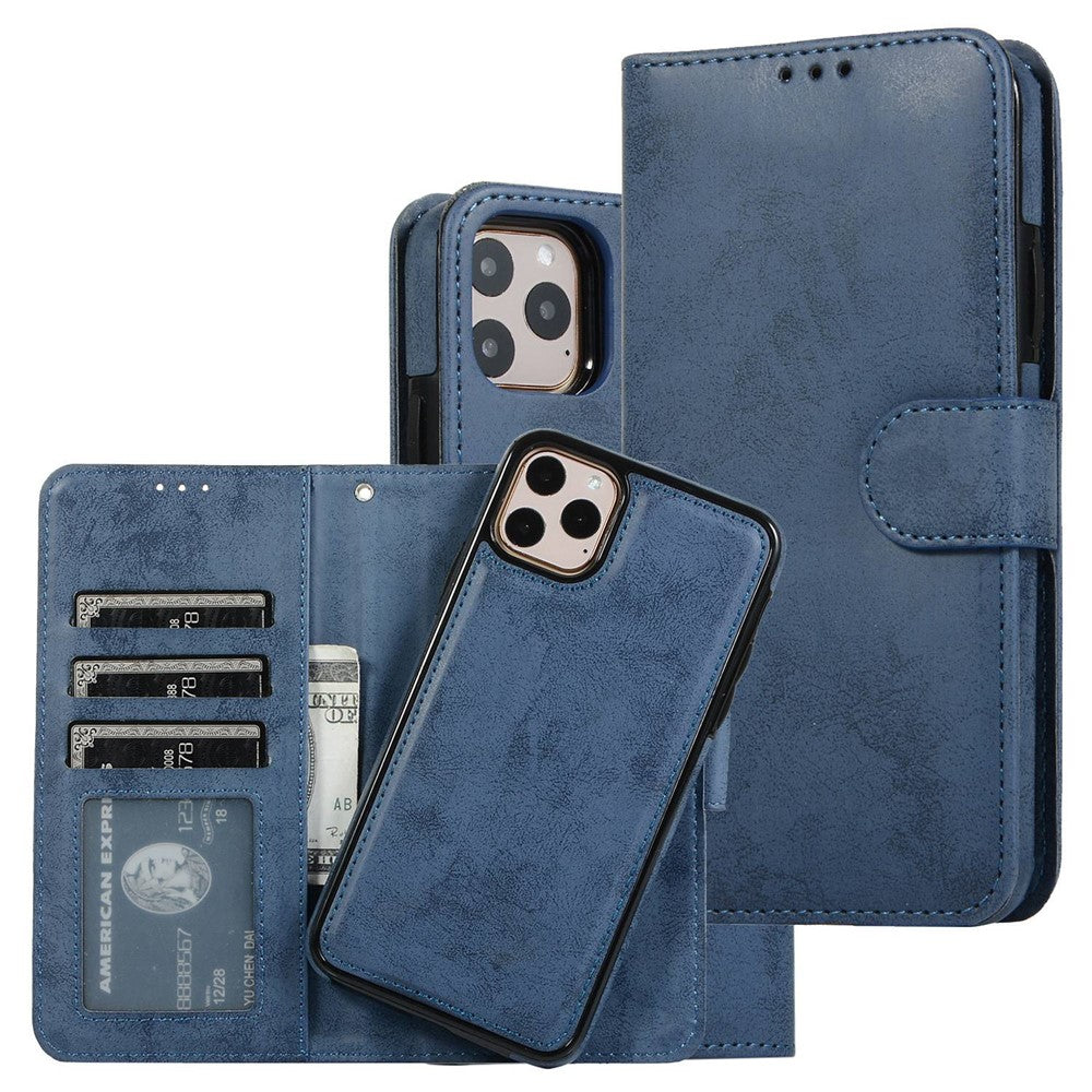 Til iPhone 14 Pro 6,1 tommer Mat Telefonbagskal Retro Stil Magnetisk Absorption Indvendig TPU Etui+PU Læder Cover Pung