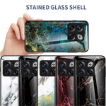 For OnePlus 10T 5G / Ace Pro 5G Fall Resistant Phone Cover Marble Pattern Tempered Glass + PC + TPU Hybrid Case