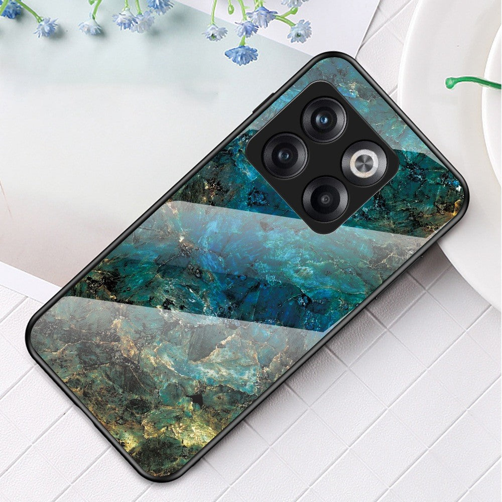 For OnePlus 10T 5G / Ace Pro 5G Fall Resistant Phone Cover Marble Pattern Tempered Glass + PC + TPU Hybrid Case