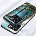 For OnePlus 10T 5G / Ace Pro 5G Fall Resistant Phone Cover Marble Pattern Tempered Glass + PC + TPU Hybrid Case