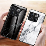 For OnePlus 10T 5G / Ace Pro 5G Fall Resistant Phone Cover Marble Pattern Tempered Glass + PC + TPU Hybrid Case