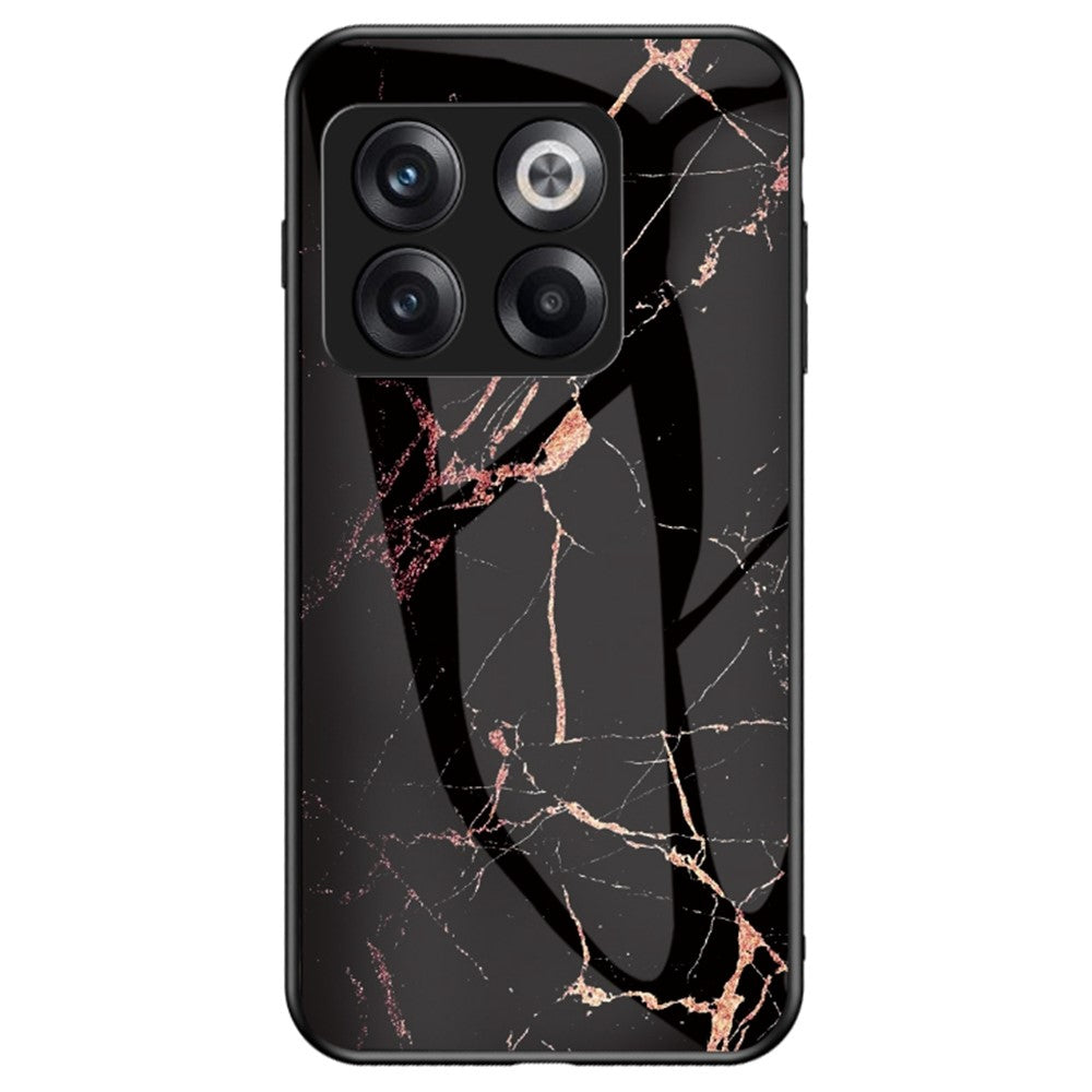 For OnePlus 10T 5G / Ace Pro 5G Fall Resistant Phone Cover Marble Pattern Tempered Glass + PC + TPU Hybrid Case