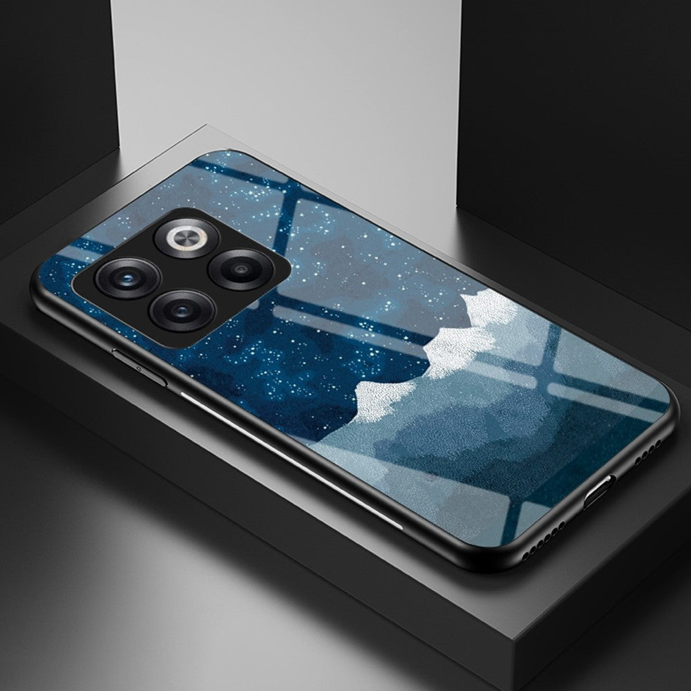For OnePlus 10T 5G / Ace Pro 5G Bump Proof Starry Sky Pattern Design Tempered Glass Case Hard PC Soft TPU Shockproof Cover
