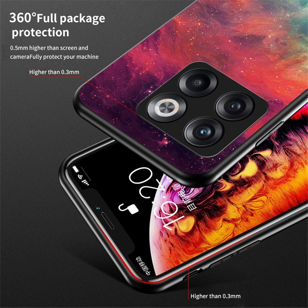 For OnePlus 10T 5G / Ace Pro 5G Bump Proof Starry Sky Pattern Design Tempered Glass Case Hard PC Soft TPU Shockproof Cover