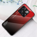 OnePlus 10T 5G / Ace Pro 5G Gradient Color Härdat Glas mobilskal Hårt PC Mjukt TPU Stötsäkert Defender Baksida