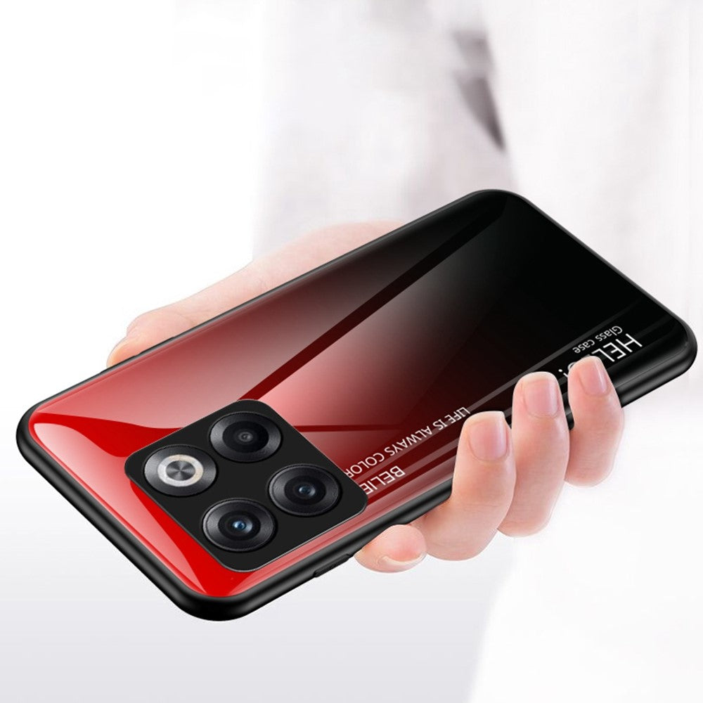 OnePlus 10T 5G / Ace Pro 5G Gradient Color Härdat Glas mobilskal Hårt PC Mjukt TPU Stötsäkert Defender Baksida