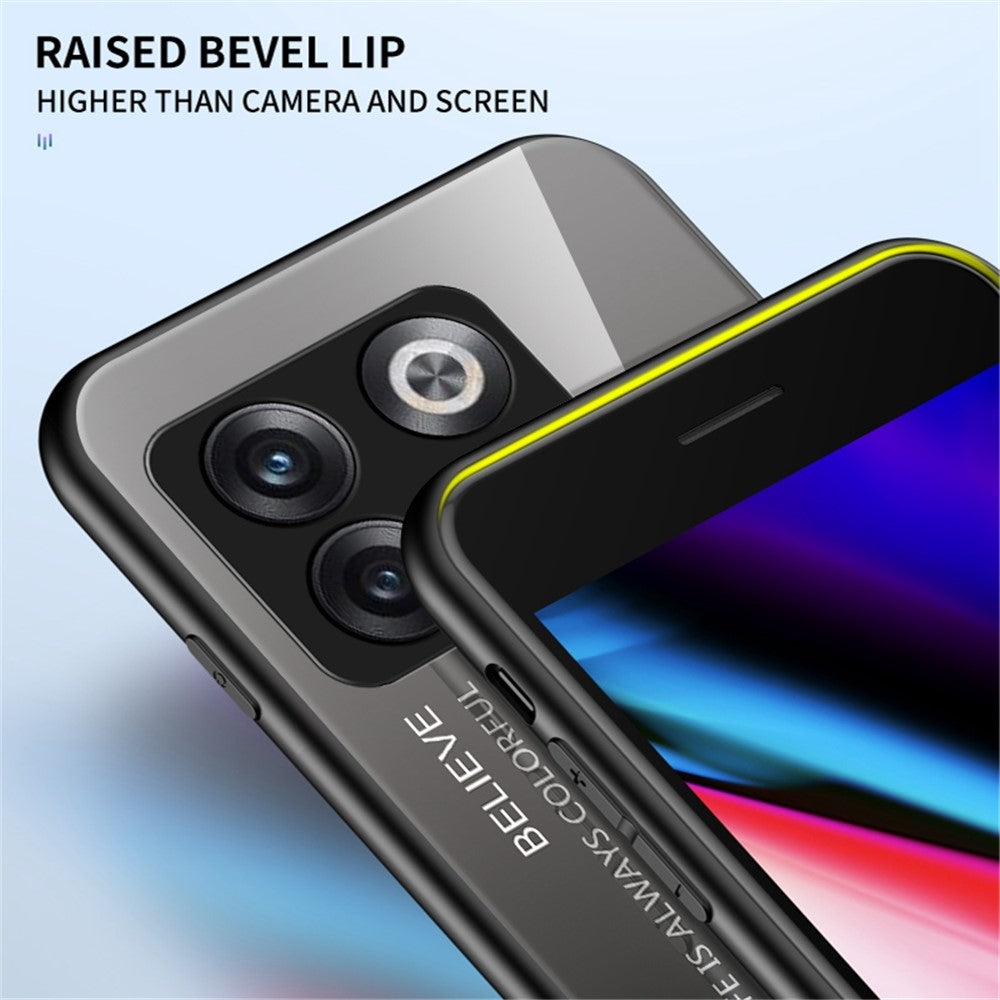 OnePlus 10T 5G / Ace Pro 5G Gradient Color Härdat Glas mobilskal Hårt PC Mjukt TPU Stötsäkert Defender Baksida