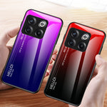 OnePlus 10T 5G / Ace Pro 5G Gradient Color Härdat Glas mobilskal Hårt PC Mjukt TPU Stötsäkert Defender Baksida