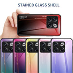 OnePlus 10T 5G / Ace Pro 5G Gradient Color Härdat Glas mobilskal Hårt PC Mjukt TPU Stötsäkert Defender Baksida