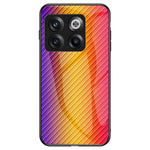 OnePlus 10T 5G/Ace Pro 5G Kolfiberstruktur Härdat Glasskal Hårt PC Mjukt TPU Reptåligt Stötsäkert Skal