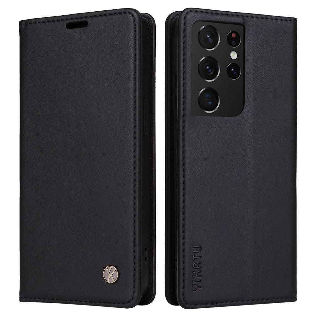 YIKATU YK- 001 for Samsung Galaxy S21 Ultra 5G Anti-scratch Phone Wallet Case Stand PU Leather Magnetic Closure Protective Cover