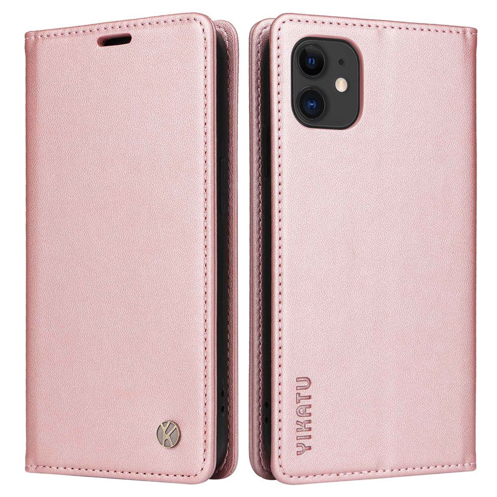 YIKATU Shockproof Phone Case for iPhone 12 mini 5.4 inch, YK- 001 Magnetic Closure Phone Cover Flip Leather Wallet Stand
