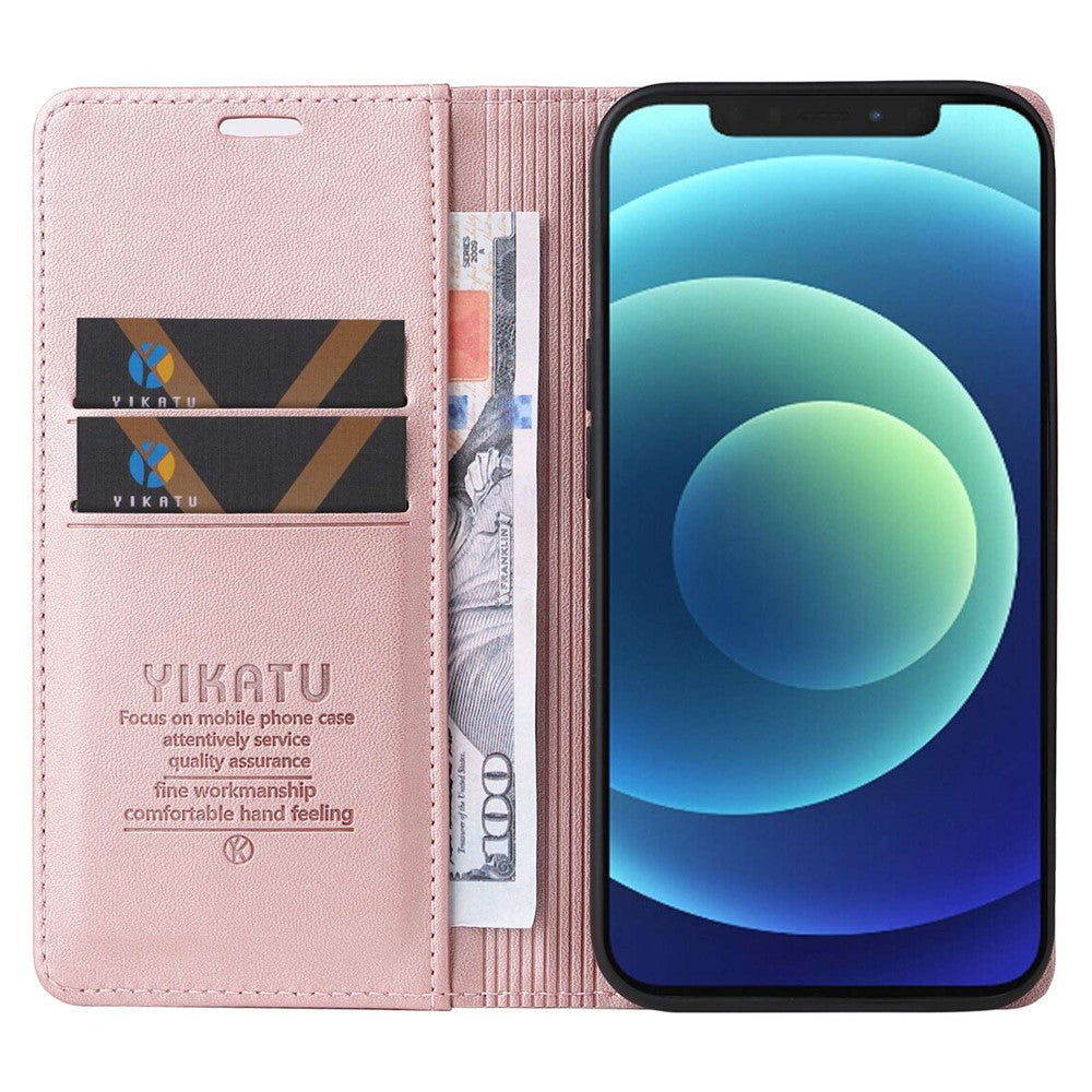 YIKATU Shockproof Phone Case for iPhone 12 mini 5.4 inch, YK- 001 Magnetic Closure Phone Cover Flip Leather Wallet Stand