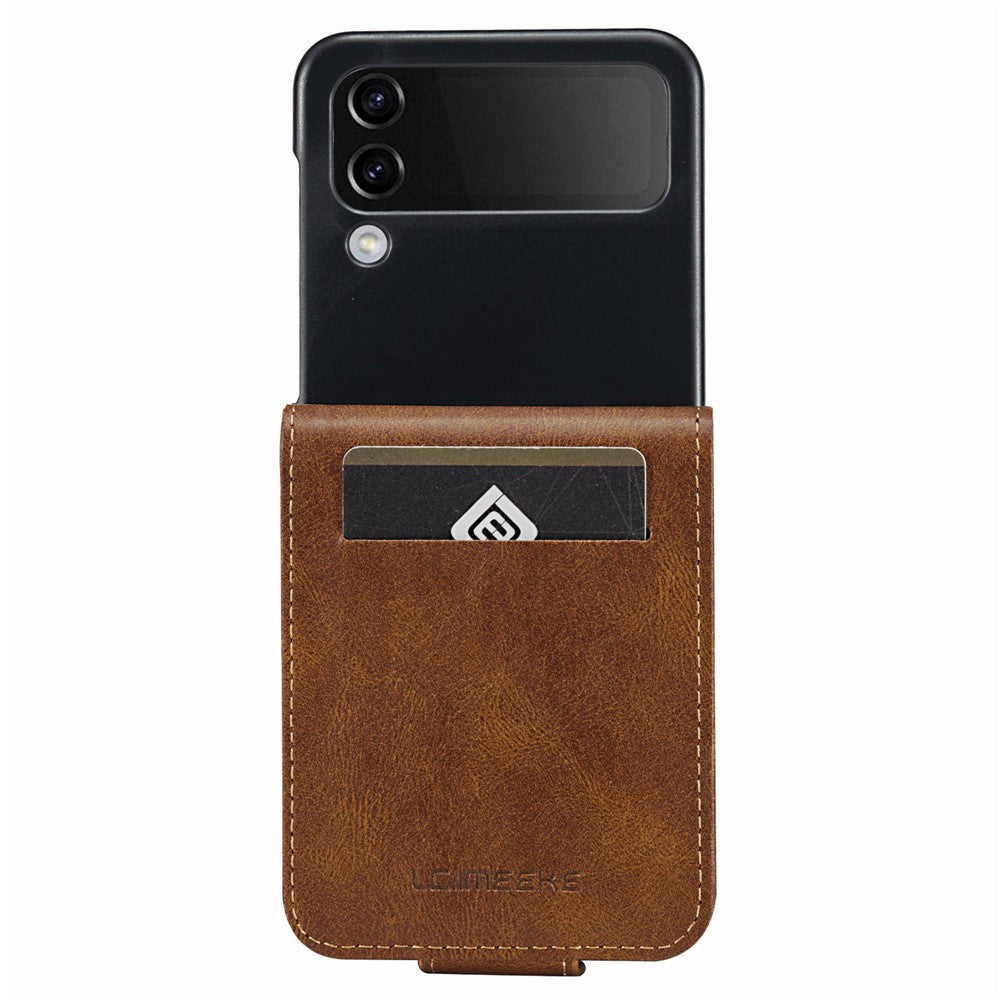 LC.IMEEKE for Samsung Galaxy Z Flip4 5G Drop-proof Phone Case RFID Blocking Phone Cover PU Leather + PC Phone Shell with Card Slot