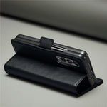 LC.IMEEKE for Samsung Galaxy Z Fold3 5G RFID Blocking Phone Cover PU Leather + PC Wallet Stand Double Magnetic Clasps Phone Shell