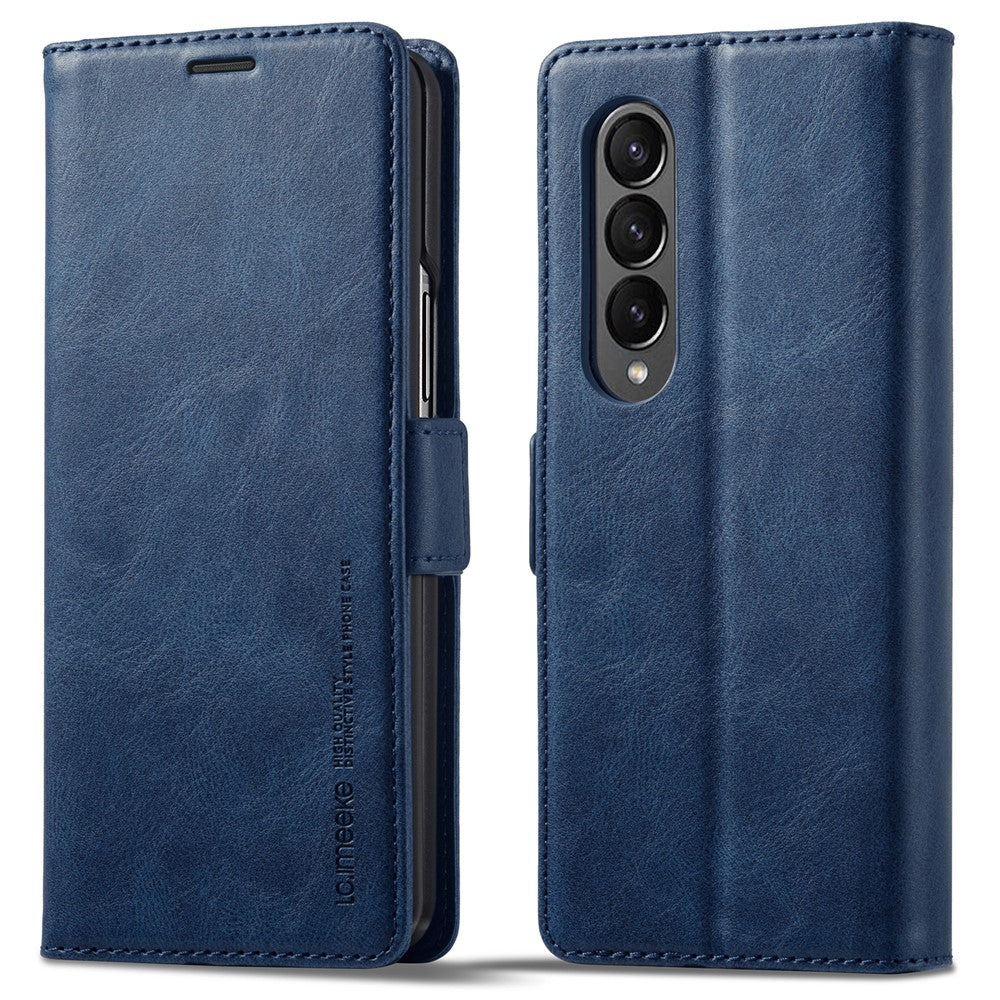 LC.IMEEKE for Samsung Galaxy Z Fold3 5G RFID Blocking Phone Cover PU Leather + PC Wallet Stand Double Magnetic Clasps Phone Shell