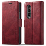 LC.IMEEKE for Samsung Galaxy Z Fold3 5G RFID Blocking Phone Cover PU Leather + PC Wallet Stand Double Magnetic Clasps Phone Shell