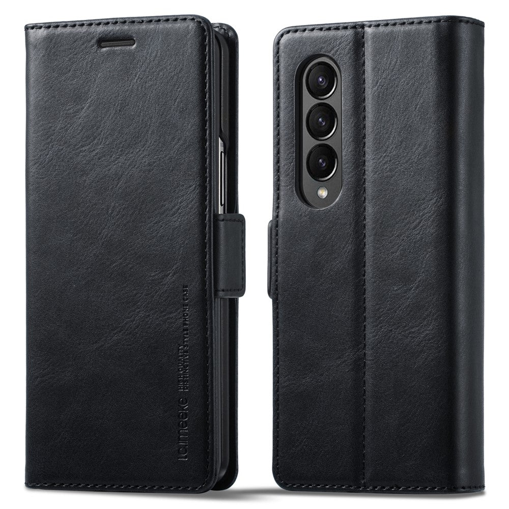 LC.IMEEKE for Samsung Galaxy Z Fold4 5G Drop-proof Phone Wallet Case RFID Blocking Stand Double Magnetic Clasps PU Leather + PC Phone Cover