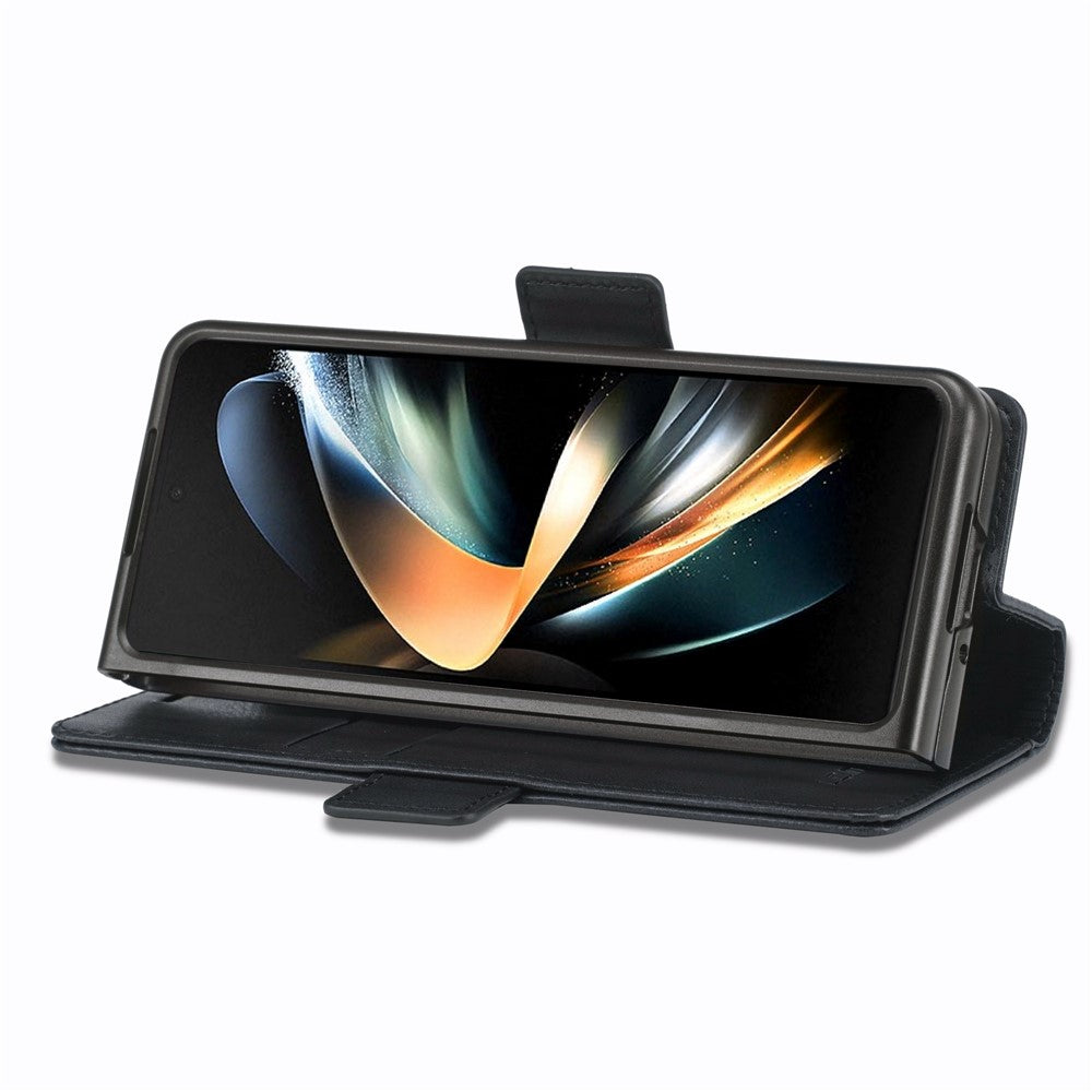 LC.IMEEKE for Samsung Galaxy Z Fold4 5G Drop-proof Phone Wallet Case RFID Blocking Stand Double Magnetic Clasps PU Leather + PC Phone Cover