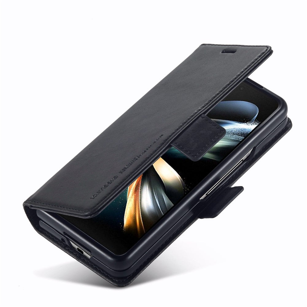 LC.IMEEKE for Samsung Galaxy Z Fold4 5G Drop-proof Phone Wallet Case RFID Blocking Stand Double Magnetic Clasps PU Leather + PC Phone Cover