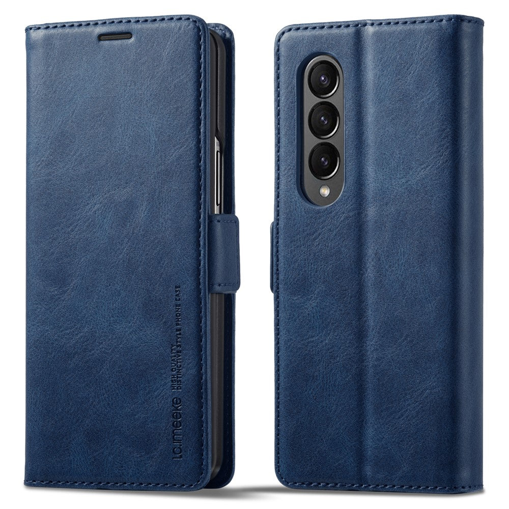 LC.IMEEKE for Samsung Galaxy Z Fold4 5G Drop-proof Phone Wallet Case RFID Blocking Stand Double Magnetic Clasps PU Leather + PC Phone Cover