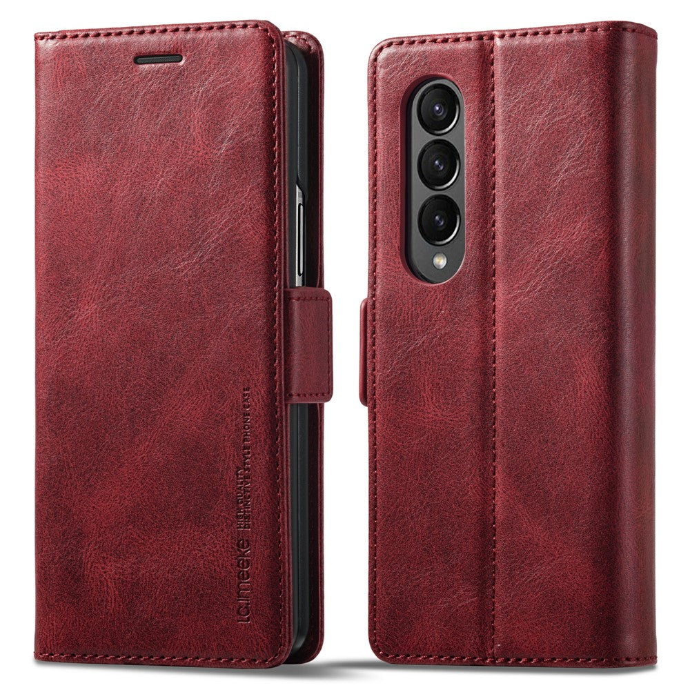 LC.IMEEKE for Samsung Galaxy Z Fold4 5G Drop-proof Phone Wallet Case RFID Blocking Stand Double Magnetic Clasps PU Leather + PC Phone Cover
