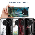 For Huawei Enjoy 50 Pro 4G / nova Y90 4G Fall Resistant Phone Cover Marble Pattern Tempered Glass+PC+TPU Hybrid Case