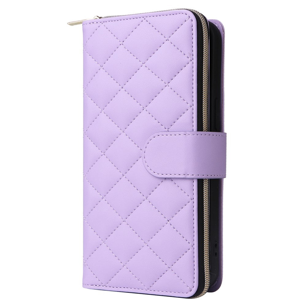 Til iPhone 15 Plus / 14 Plus Cover Pung PU Læder Diamantmønster Stativ Anti-Fald Telefoncover