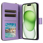 Til iPhone 15 Plus / 14 Plus Cover Pung PU Læder Diamantmønster Stativ Anti-Fald Telefoncover