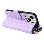 Til iPhone 15 Plus / 14 Plus Cover Pung PU Læder Diamantmønster Stativ Anti-Fald Telefoncover
