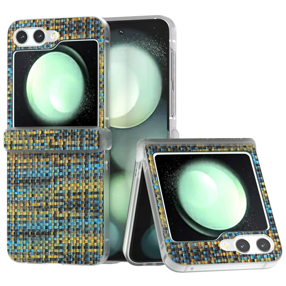 For Samsung Galaxy Z Flip7 FE 5G / Z Flip6 5G Case Matte Frame Colorful Plaid Texture Leather Phone Cover