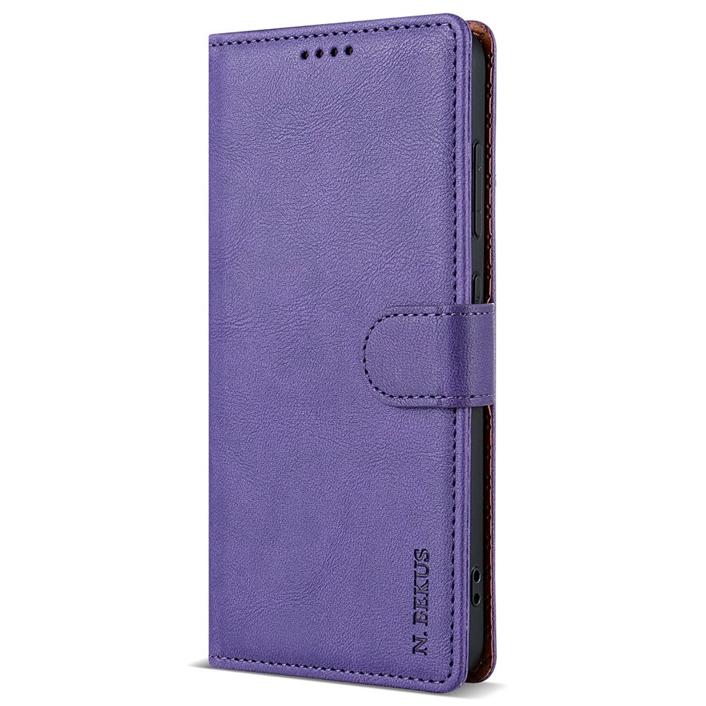 N.BEKUS CSJ-001 For Xiaomi Redmi Note 12S 4G Case Solid Color Wallet Phone Leather Cover
