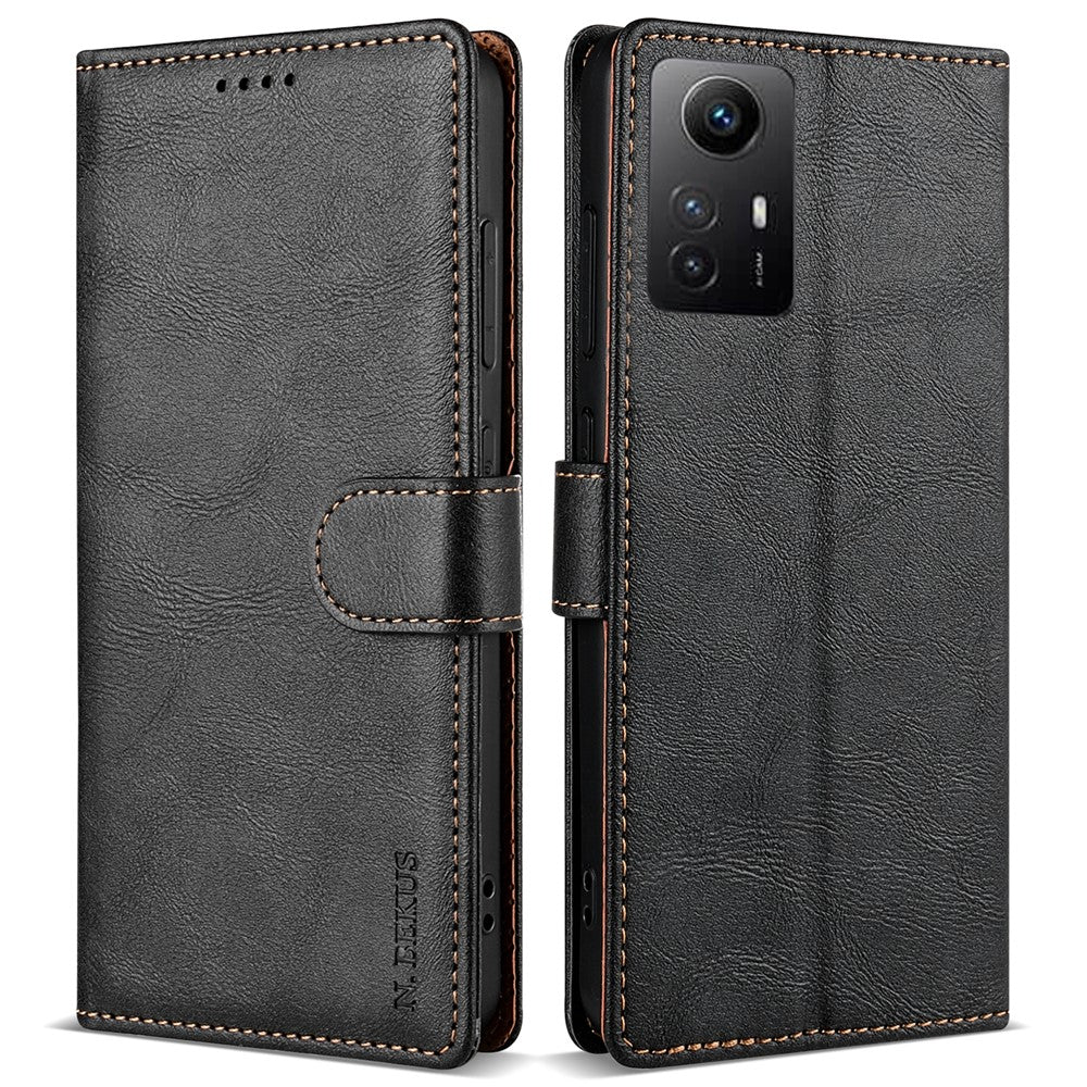 N.BEKUS CSJ-001 For Xiaomi Redmi Note 12S 4G Case Solid Color Wallet Phone Leather Cover