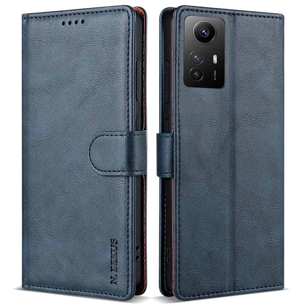 N.BEKUS CSJ-001 For Xiaomi Redmi Note 12S 4G Case Solid Color Wallet Phone Leather Cover