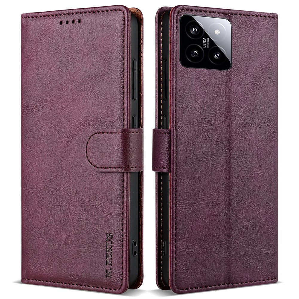 N.BEKUS CSJ-001 For Xiaomi 14 Case PU Leather Cover with Wallet Stand