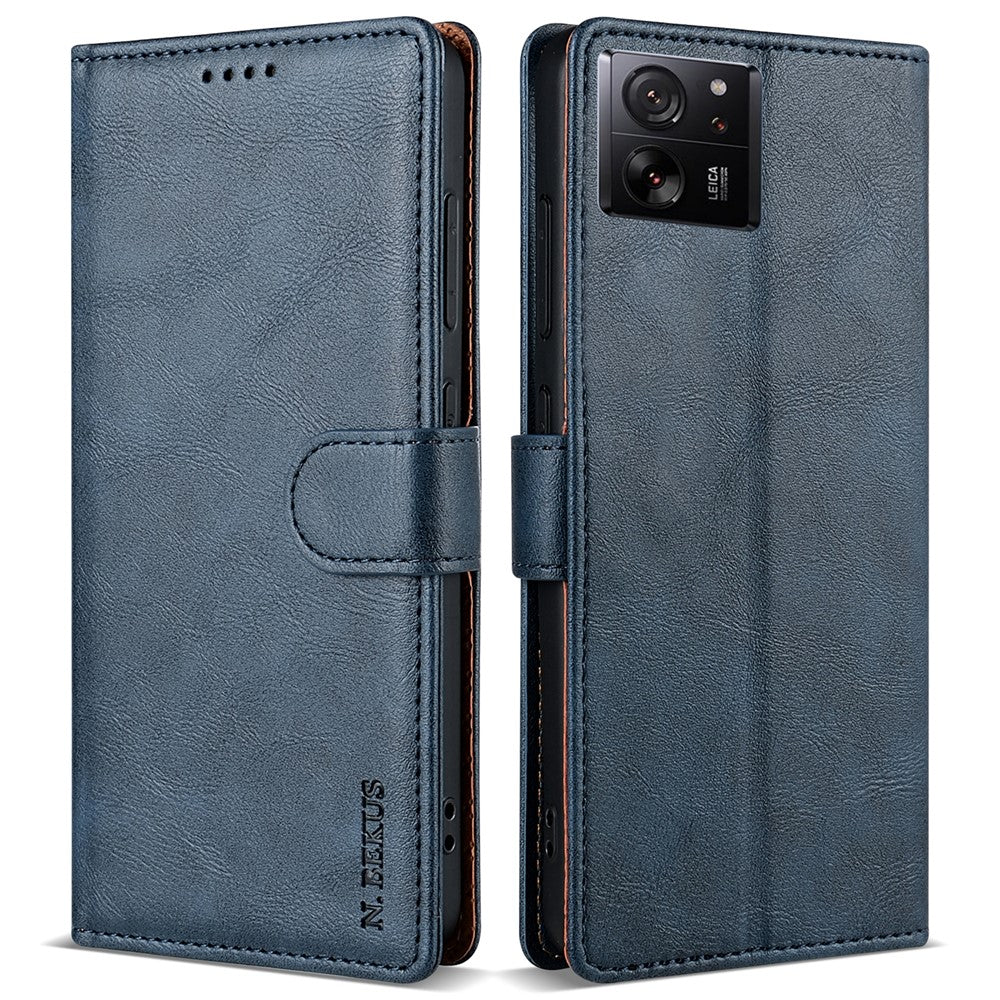 N.BEKUS CSJ-001 For Xiaomi 13T / 13T Pro Wallet Phone Case Solid Color Leather Flip Cover