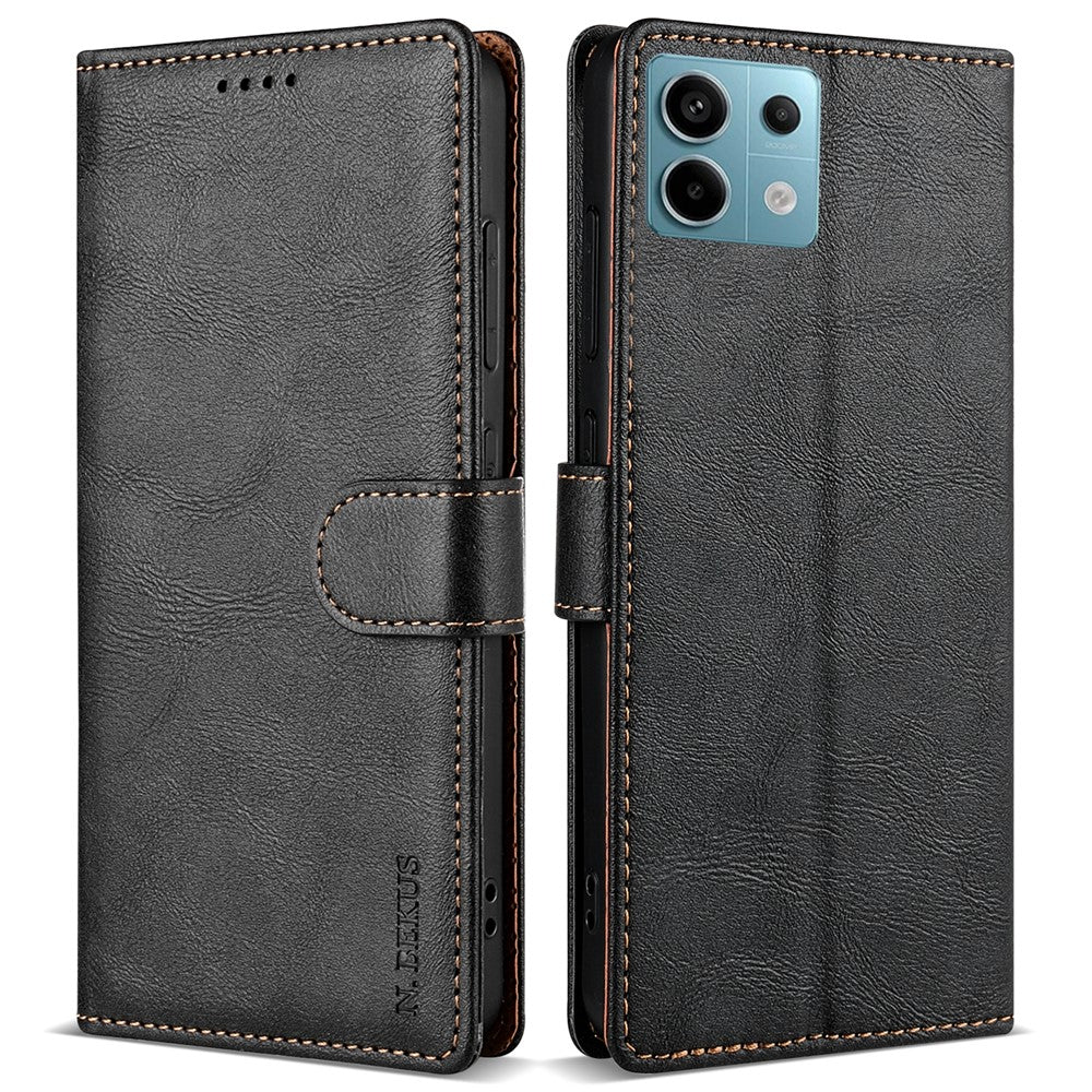 N.BEKUS CSJ-001 For Xiaomi Redmi Note 13 5G Case Solid Color Wallet Leather Phone Cover