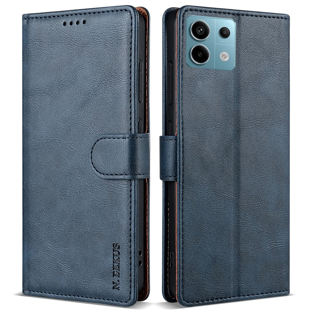 N.BEKUS CSJ-001 For Xiaomi Redmi Note 13 5G Case Solid Color Wallet Leather Phone Cover