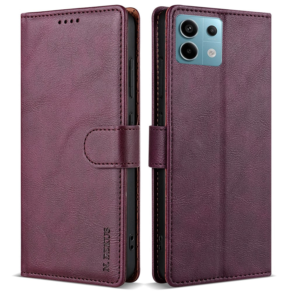 N.BEKUS CSJ-001 For Xiaomi Redmi Note 13 5G Case Solid Color Wallet Leather Phone Cover