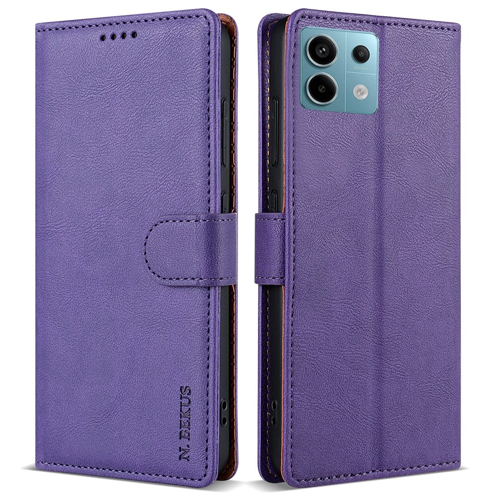 N.BEKUS CSJ-001 For Xiaomi Redmi Note 13 5G Case Solid Color Wallet Leather Phone Cover