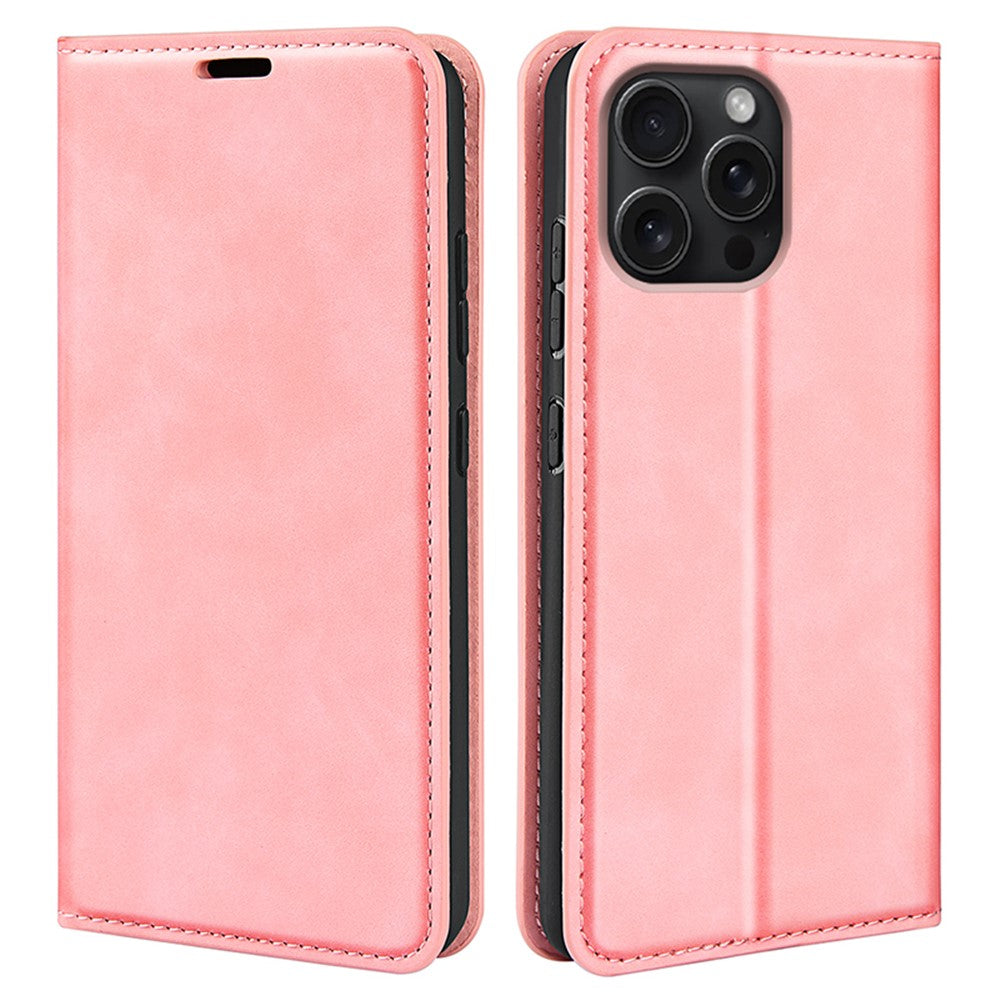 Til iPhone 16 Pro Cover PU-læderpung Folio Flip Telefoncover