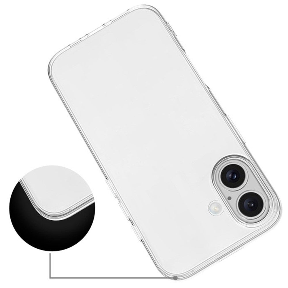 Til iPhone 16 Plus Cover Ultra-tyndt Gennemsigtigt TPU-cover med stort linsehul