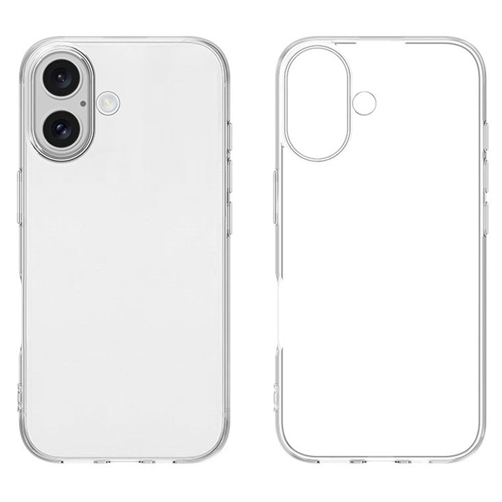 Til iPhone 16 Plus Cover Ultra-tyndt Gennemsigtigt TPU-cover med stort linsehul