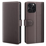 For iPhone 16 Pro Max Case Genuine Split Leather Phone Cover with Wallet Stand