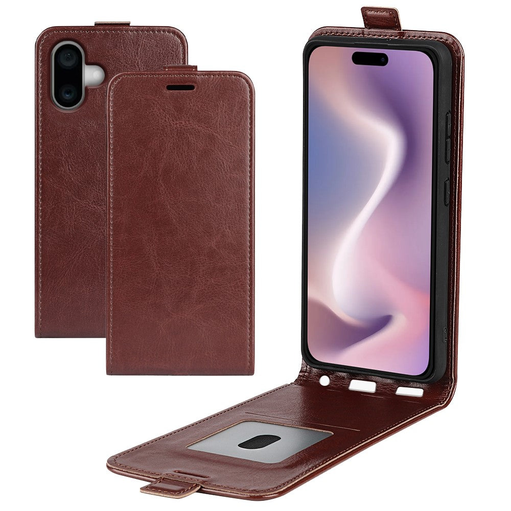 For iPhone 16 Case Card Slots Vertical Flip PU Leather Phone Cover