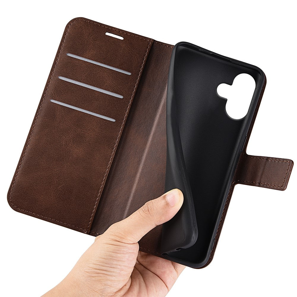 For iPhone 16 Case Calf Texture PU Leather Folio Flip Phone Wallet Cover