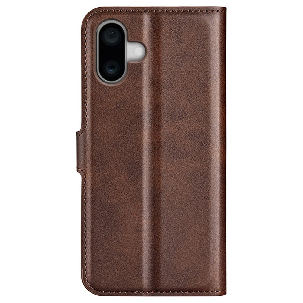 For iPhone 16 Case Calf Texture PU Leather Folio Flip Phone Wallet Cover